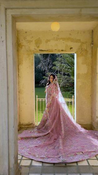 The florals, the sparkles, the train.. she’s everything 💗 Available at Sadeqi Co