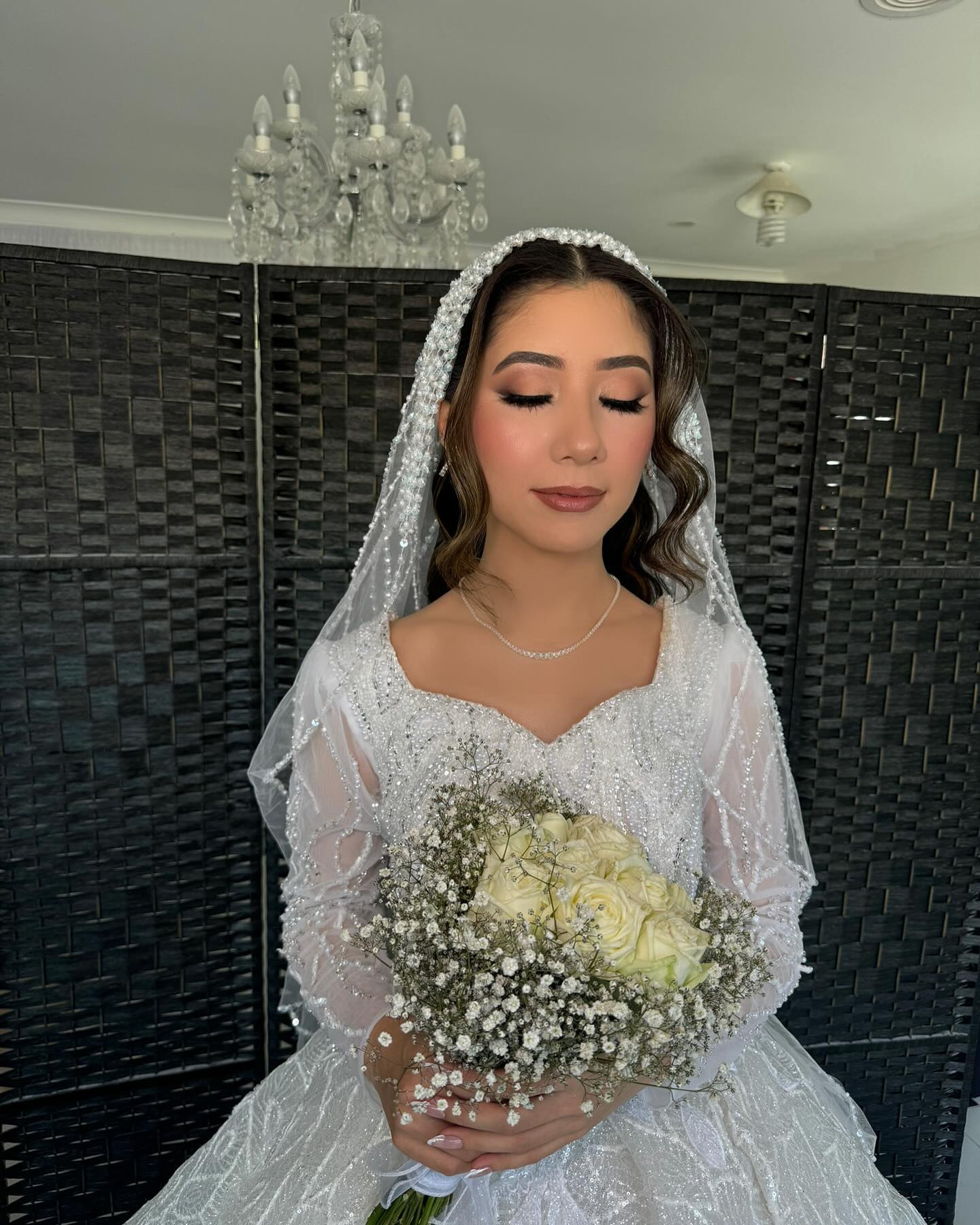 Dark veil, soft glam: Nikah, in navy and ivory