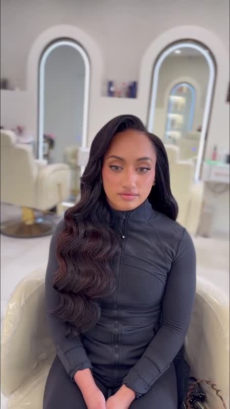 Hollywood waves being set in the lounge