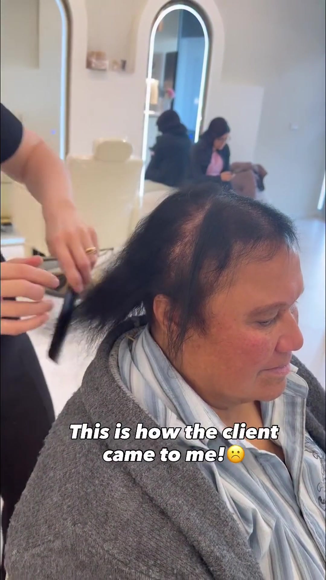Hair being treated in the lounge